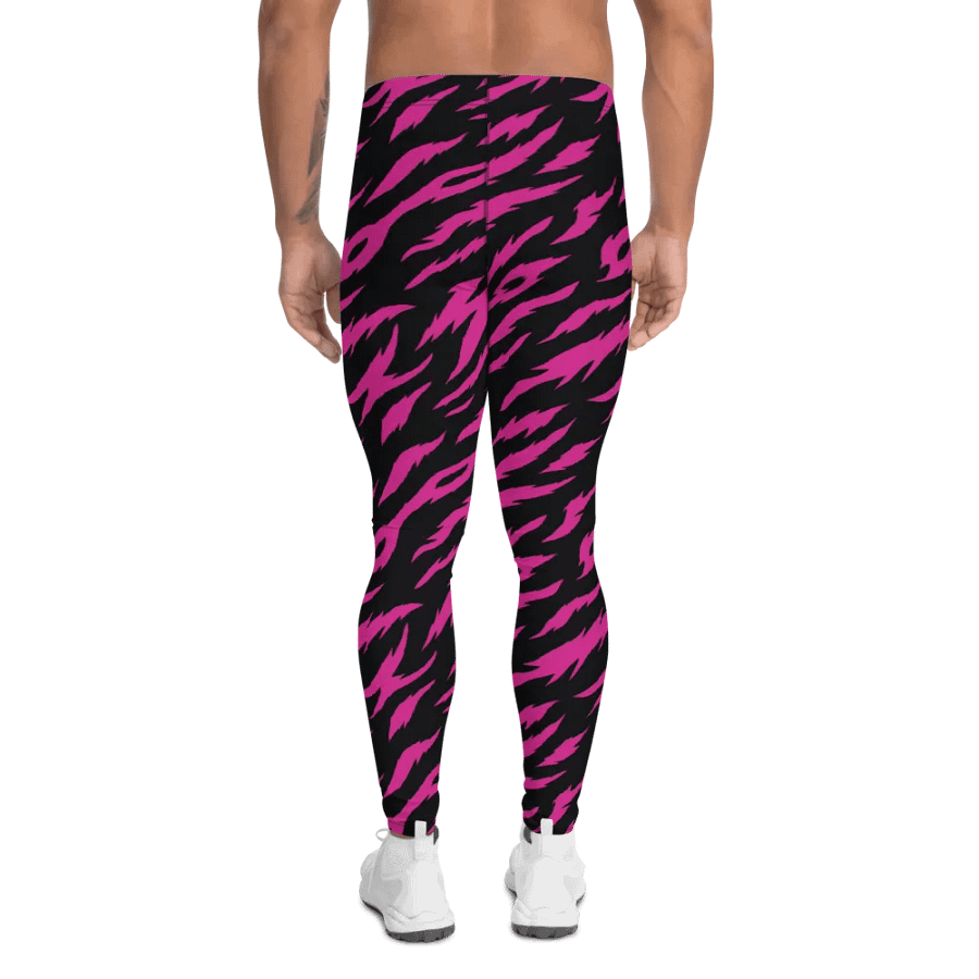 Wild Tiger Pink Stripes Men's Leggings product image (5)
