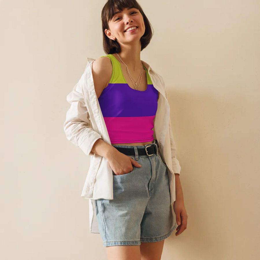 Color Block Crop Top T-Shirt product image (10)