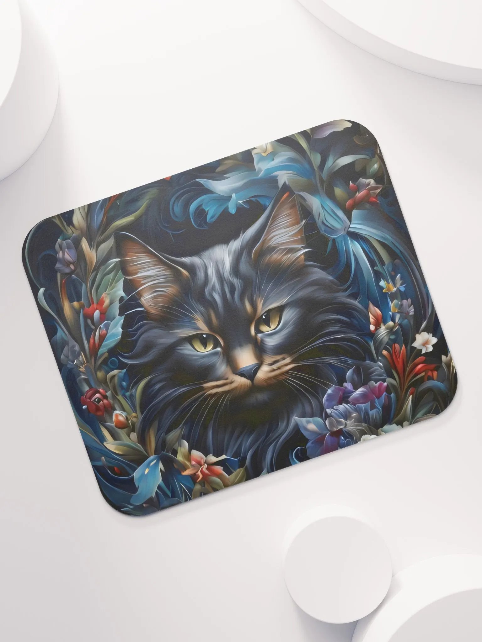 Night Blooms and Feline Dreams Mouse Pad product image (1)