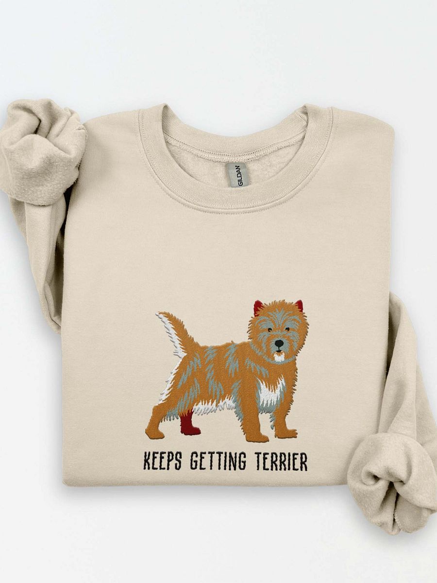 Keeps Getting Terrier Sweatshirt (Embroidered) of a Cairn Terrier product image (1)