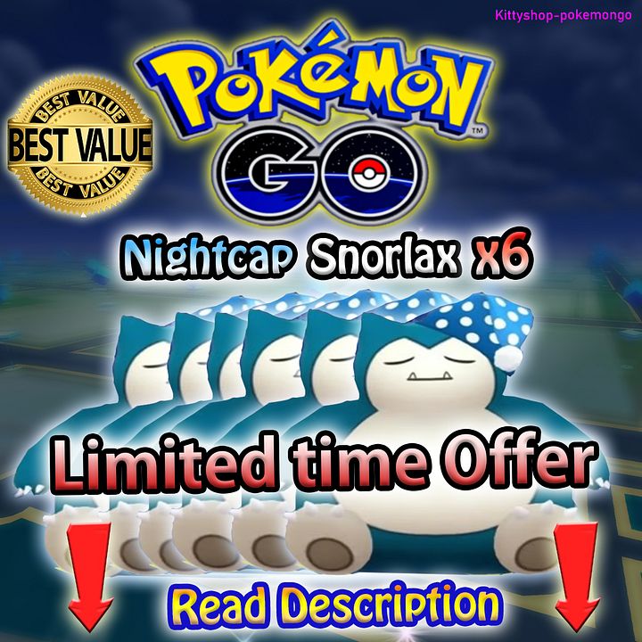 Pokémon Go! -💤x6 Nightcap Snorlax (Sleeping Snorlax)💤Trade go! Fast Shipping ✅ product image (1)