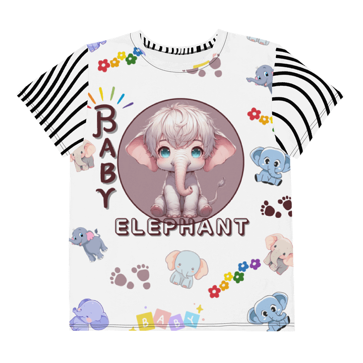 KIDS- GIRL TEE -BABY ELEPHANTS ( WHITE) - All-Over Print Youth Crew Neck T-Shirt product image (1)