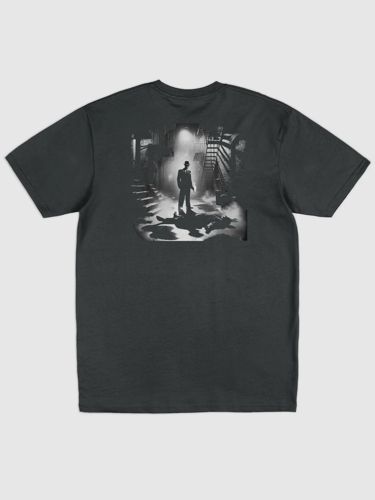 Noir Mystery: Detective in Shadowy Alley (Mens Tee) product image (1)