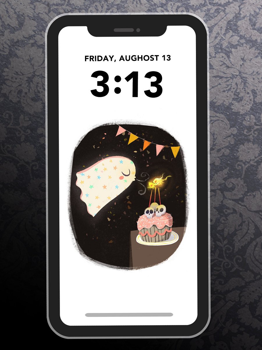 Little Ghost Birthday Cake - Digital Wallpaper for Mobile Phone product image (1)