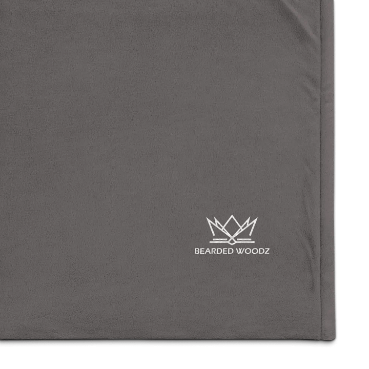 Bearded Woodz Embroider Sherpa Blanket (Grey/ White) product image (1)