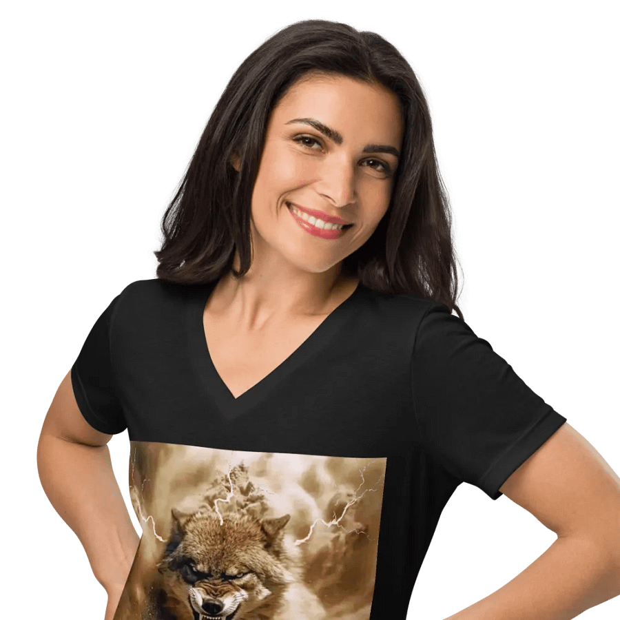 Thunderous Storm Wolf-Women`s V Neck product image (10)