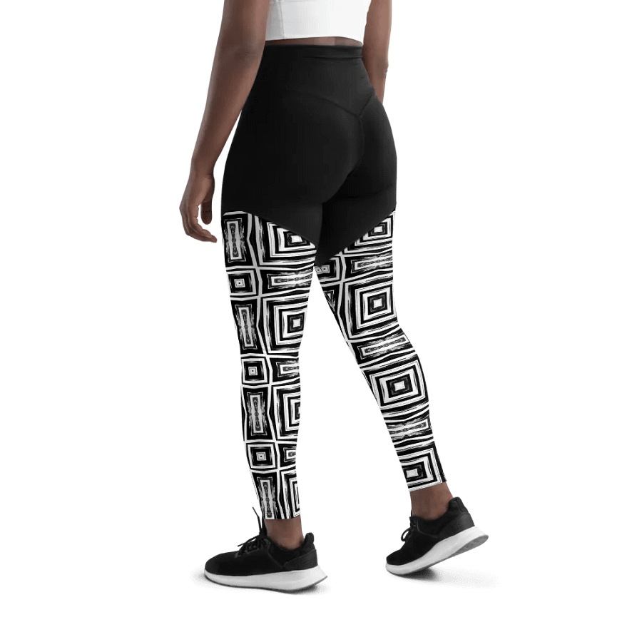 Abstract Monochrome Repeating Pattern Women's Sports Leggings product image (8)