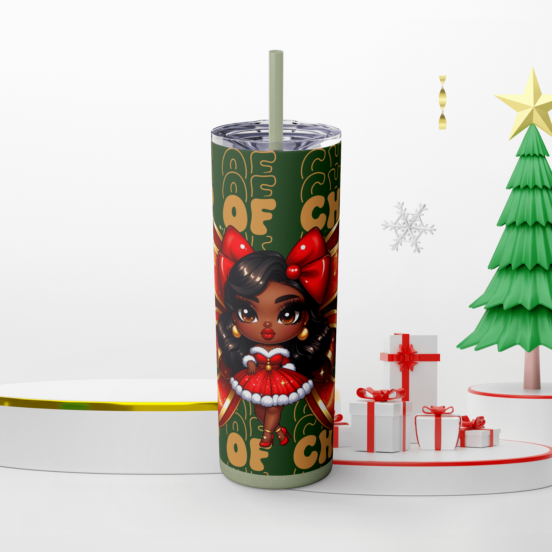 Christmas Tumbler Wrap Bundle • Chibi Holiday Girl PNG Set • Festive Sublimation Designs product image (3)