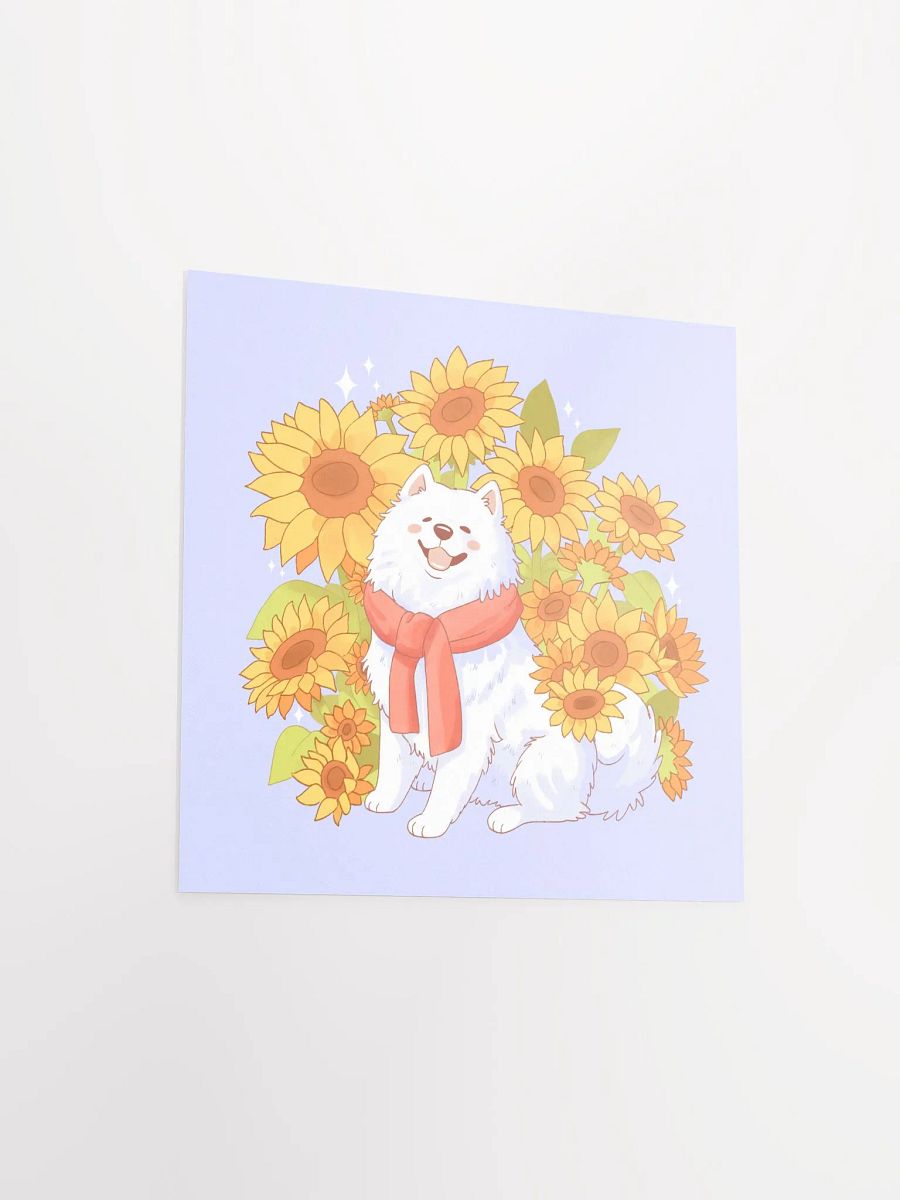 Cheerful Samoyed and Sunflowers Poster product image (7)
