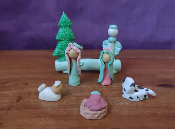 Presépio miniatura 6 peças, peça de autor, feito e pintado à mão, presente product image (1)