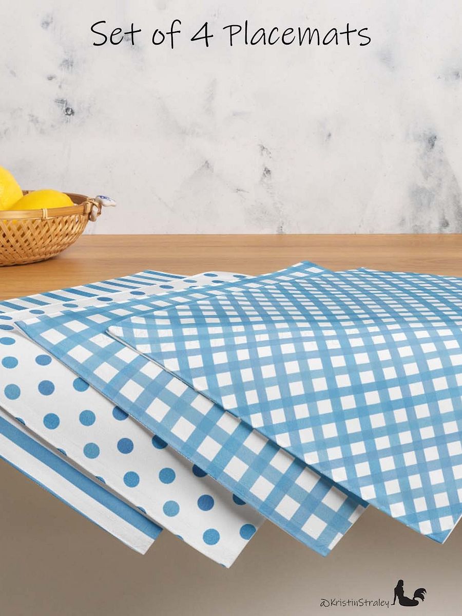 Blue Gingham Collection on White Placemat Set of 4 product image (8)