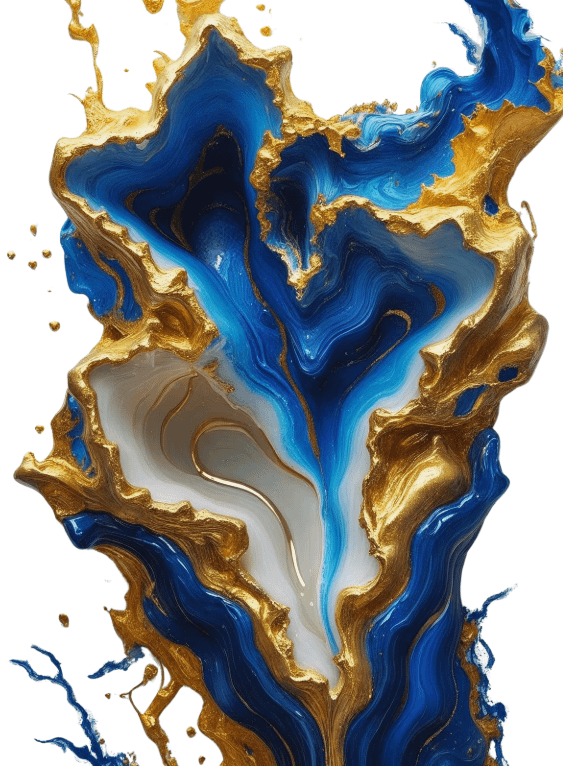 Abstract Geode Gold and Blue Marble Wall Art product image (1)