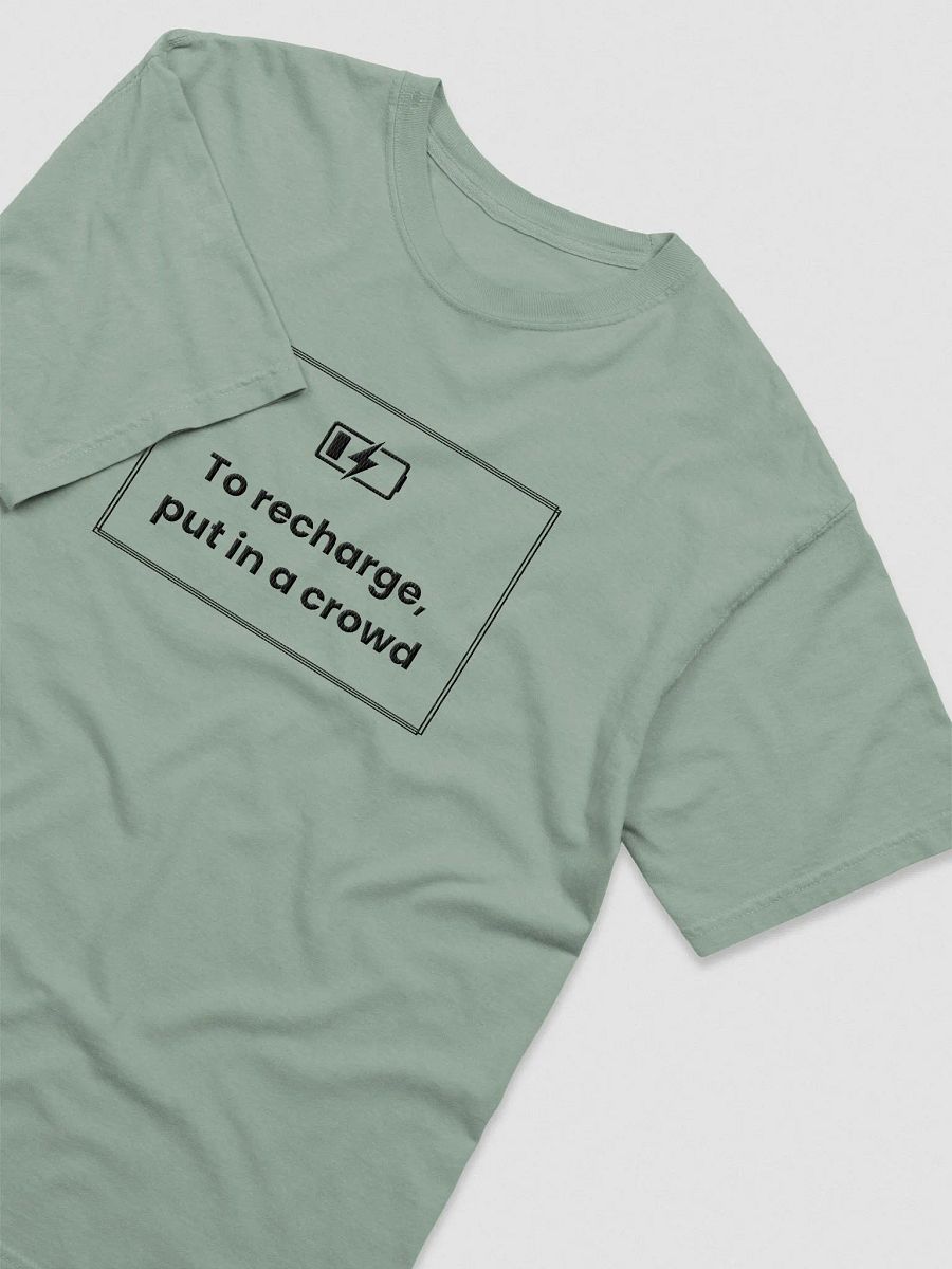 Embroidered T-Shirt - To Recharge, Put in a Crowd - Black product image (3)