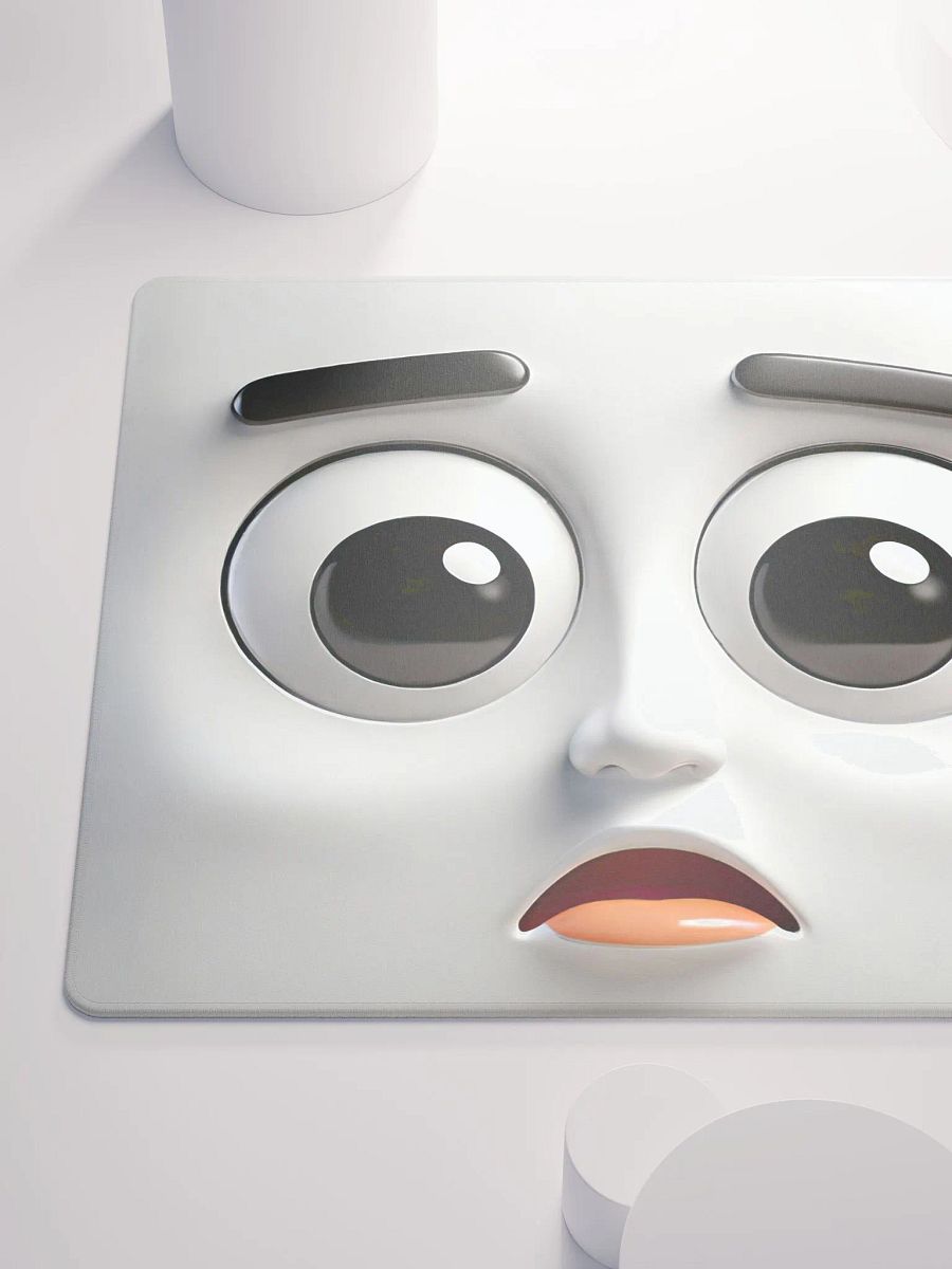Startled Cartoon Face Premium Mouse Pad: Level Up Your Workspace! product image (6)