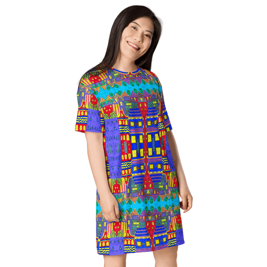 Abstract Playful Houses #2 Ladies T Shirt Dress product image (7)
