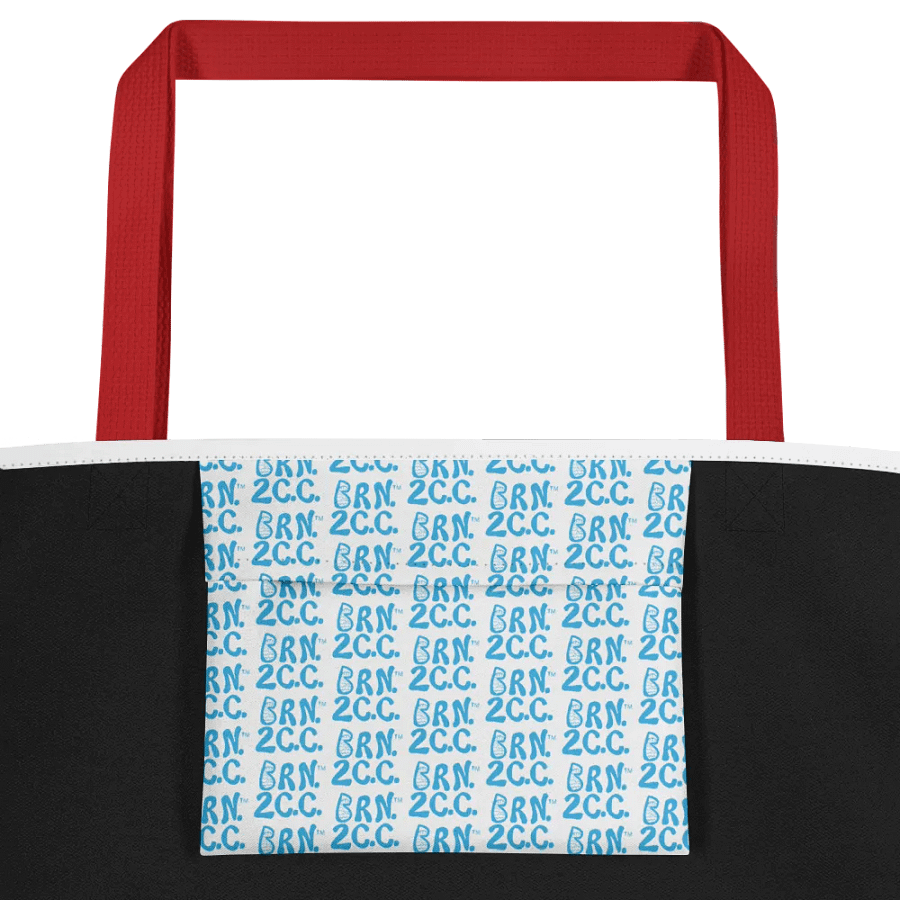 BOURNE to Cape Cod™ | Large Tote Bag with Pocket | Coastal Classic | All-Over Logo Print | Blue Logo on White product image (3)