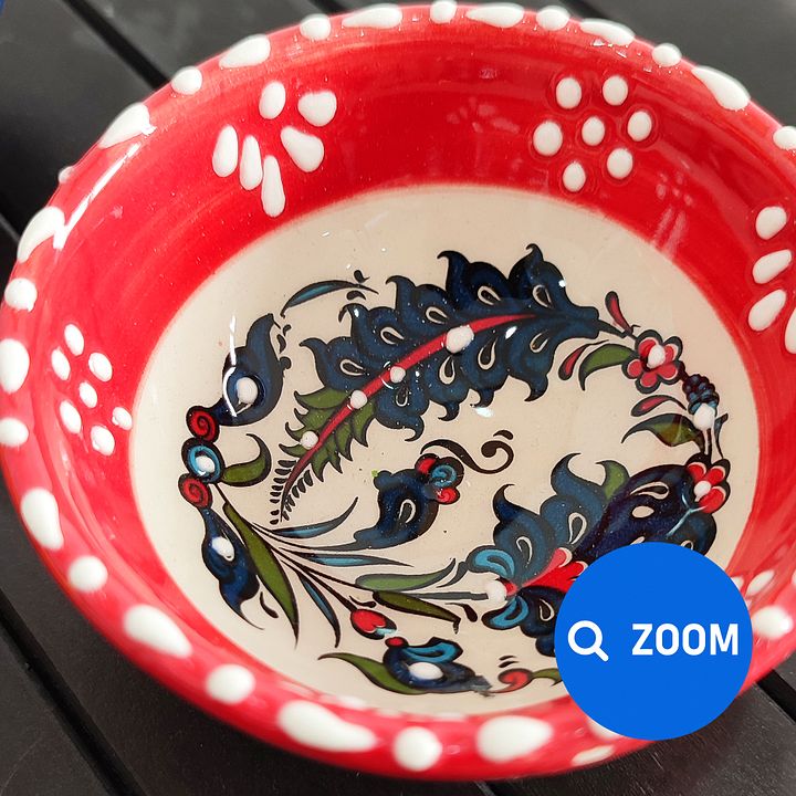 Ceramic set of 3 snack bowls (red), small — handmade pottery product image (2)