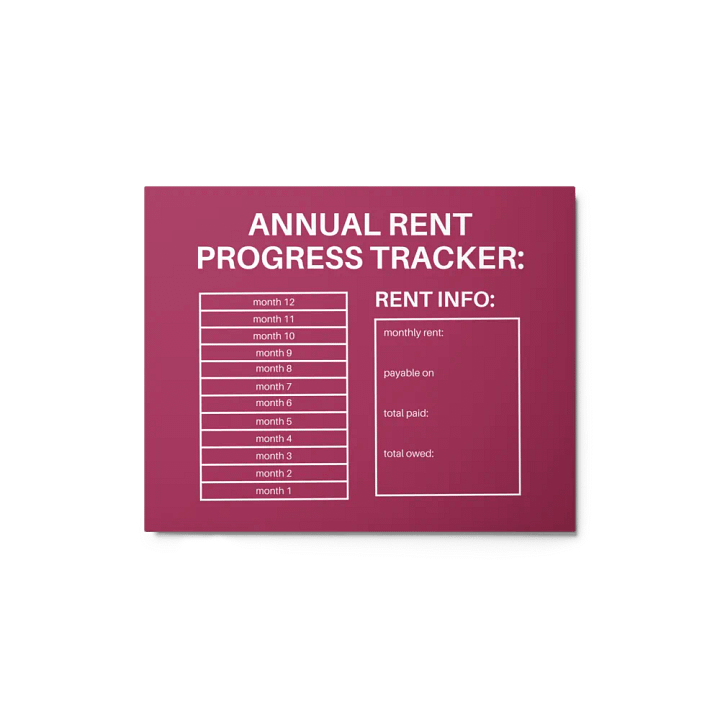 ANNUAL RENT TRACKER (white design 5) product image (1)