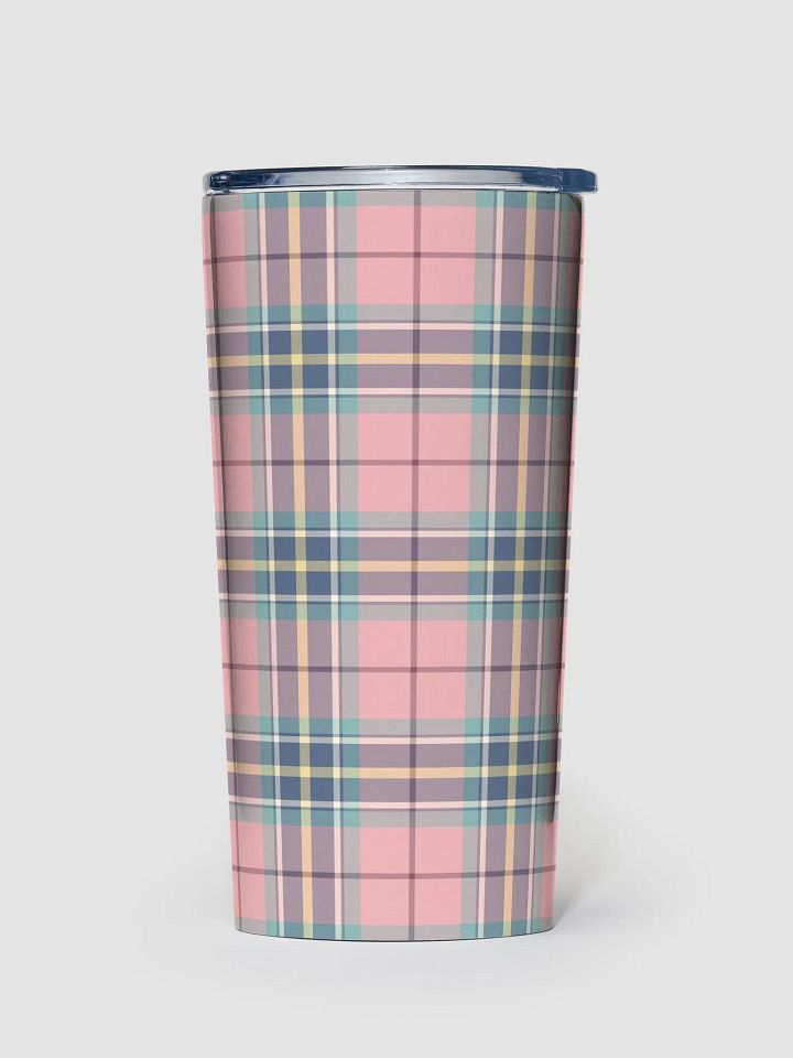 Pastel Pink Plaid Travel Tumbler product image (2)