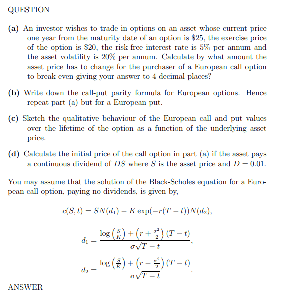 TD - Assets prices and European call options product image (1)