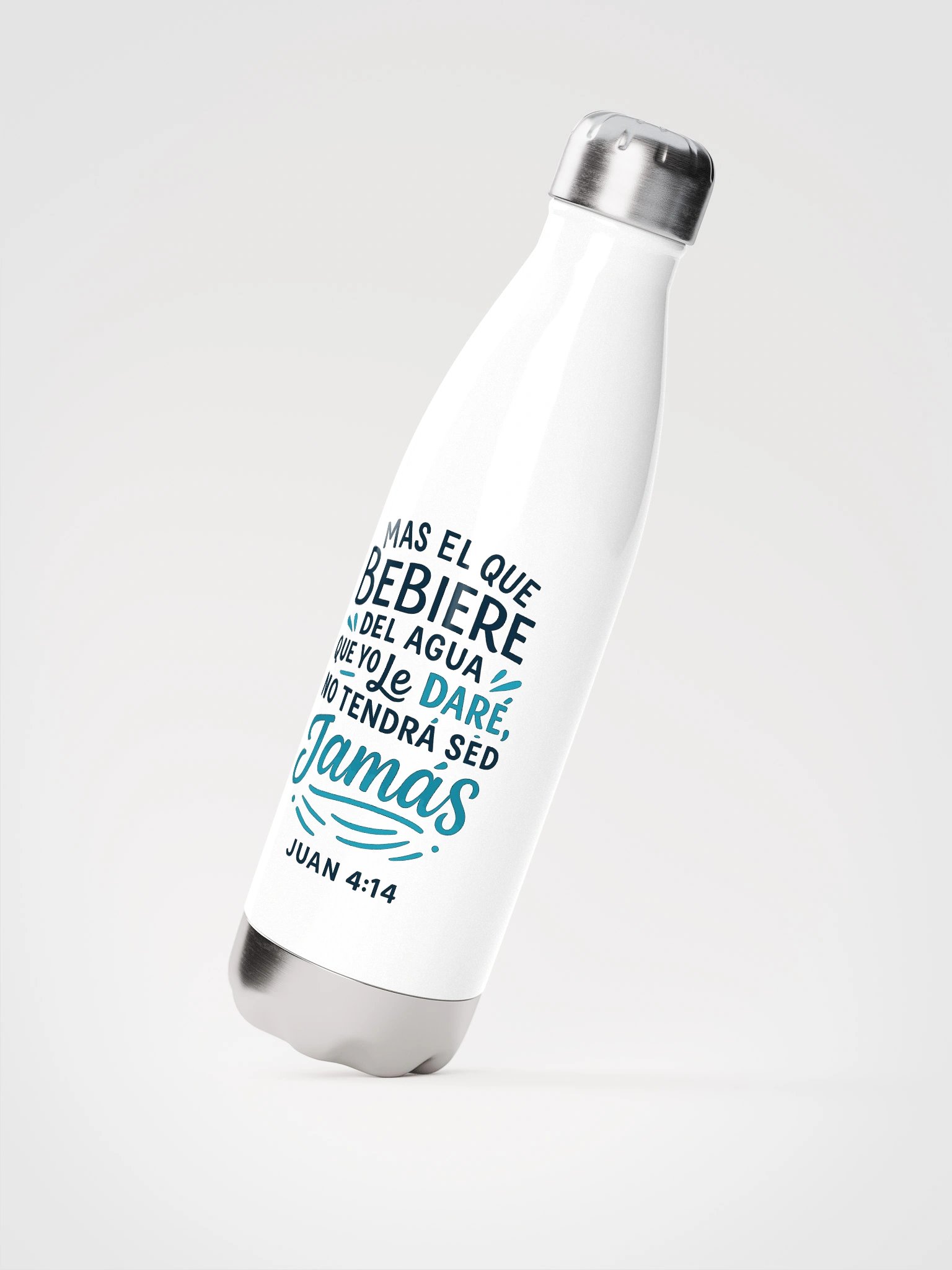 Christian Water Bottle (Spanish Verse) – John 4:14 “No tendrá sed jamás” product image (2)
