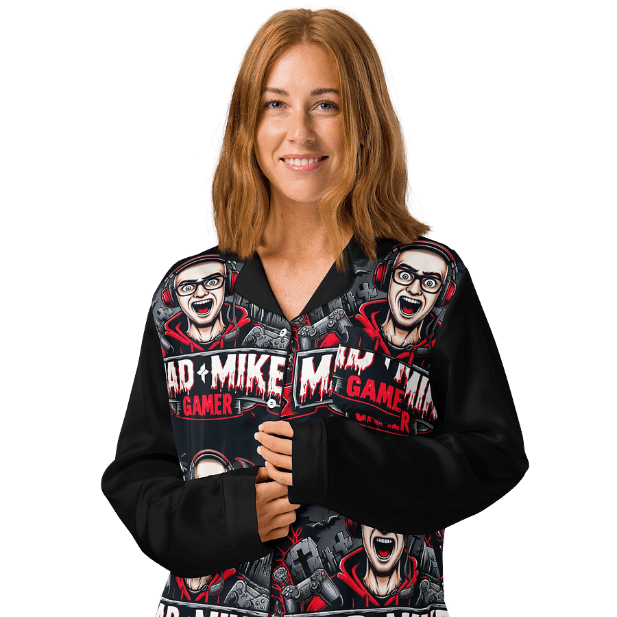Spooky Gamer Caricature Long Sleeve Pajama Top product image (3)
