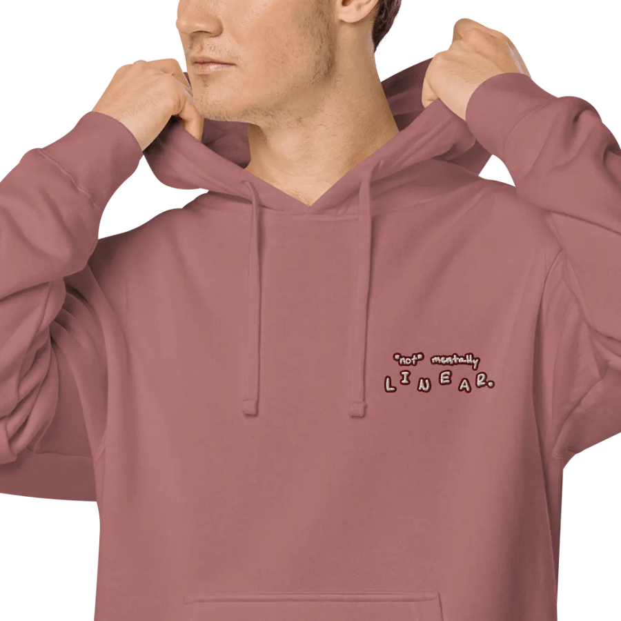 *not* mentally linear (L.C. maroon bubble design 2) embroidered pigment hoodie product image (7)