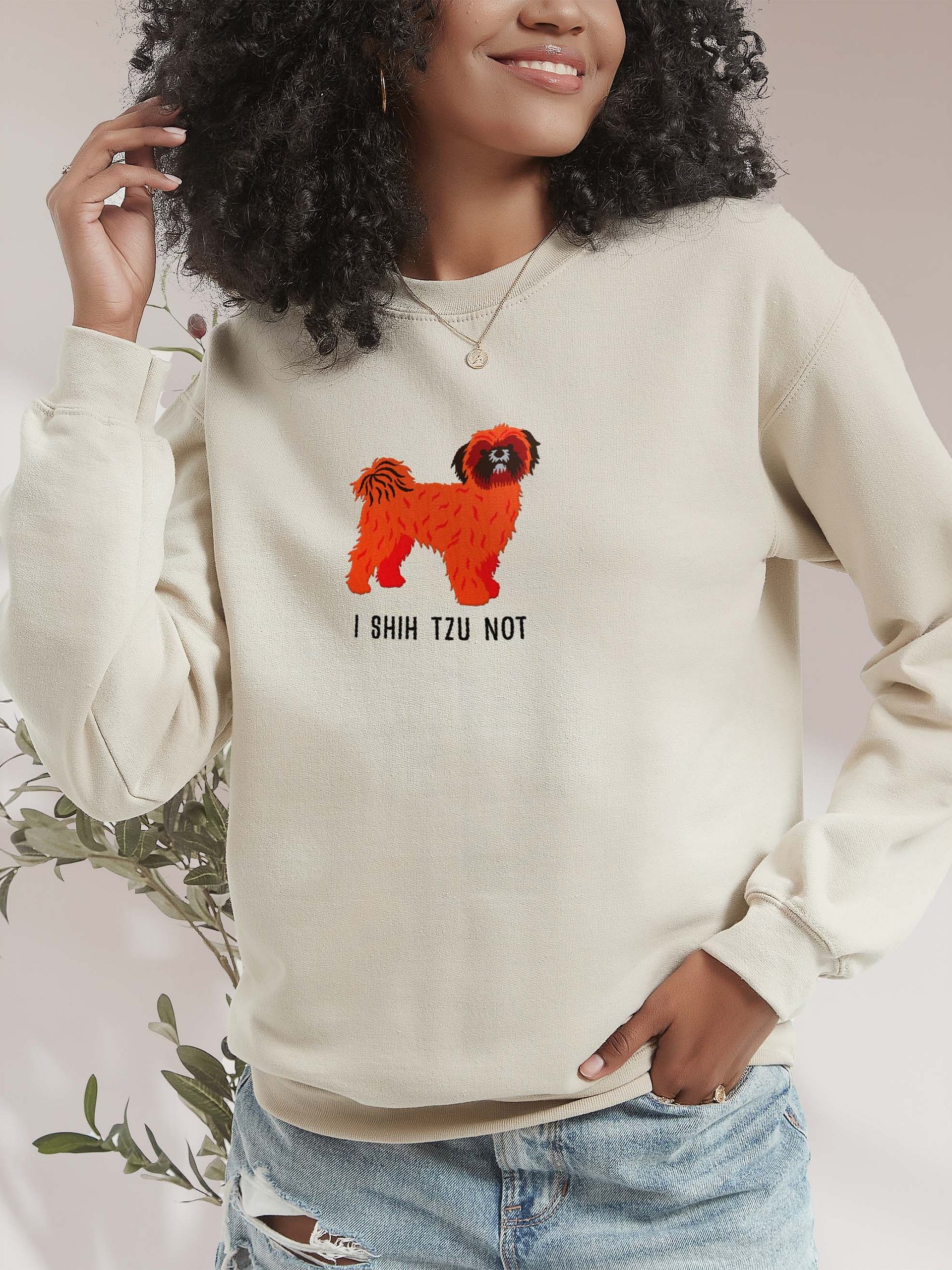 I Shih Tzu Not Sweatshirt (Embroidered) of a Shih Tzu(Red, Black Mask) product image (2)