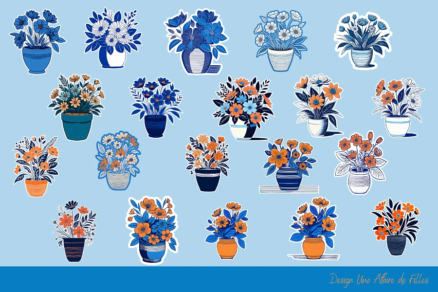 Flowers in a Pot : 40 Transparent PNG Stickers product image (3)