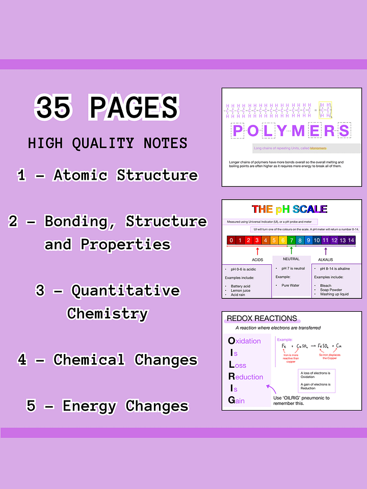 AQA GCSE Chemistry Paper 1 Revision Notes (35 Pages) | Revision Made Easy product image (2)