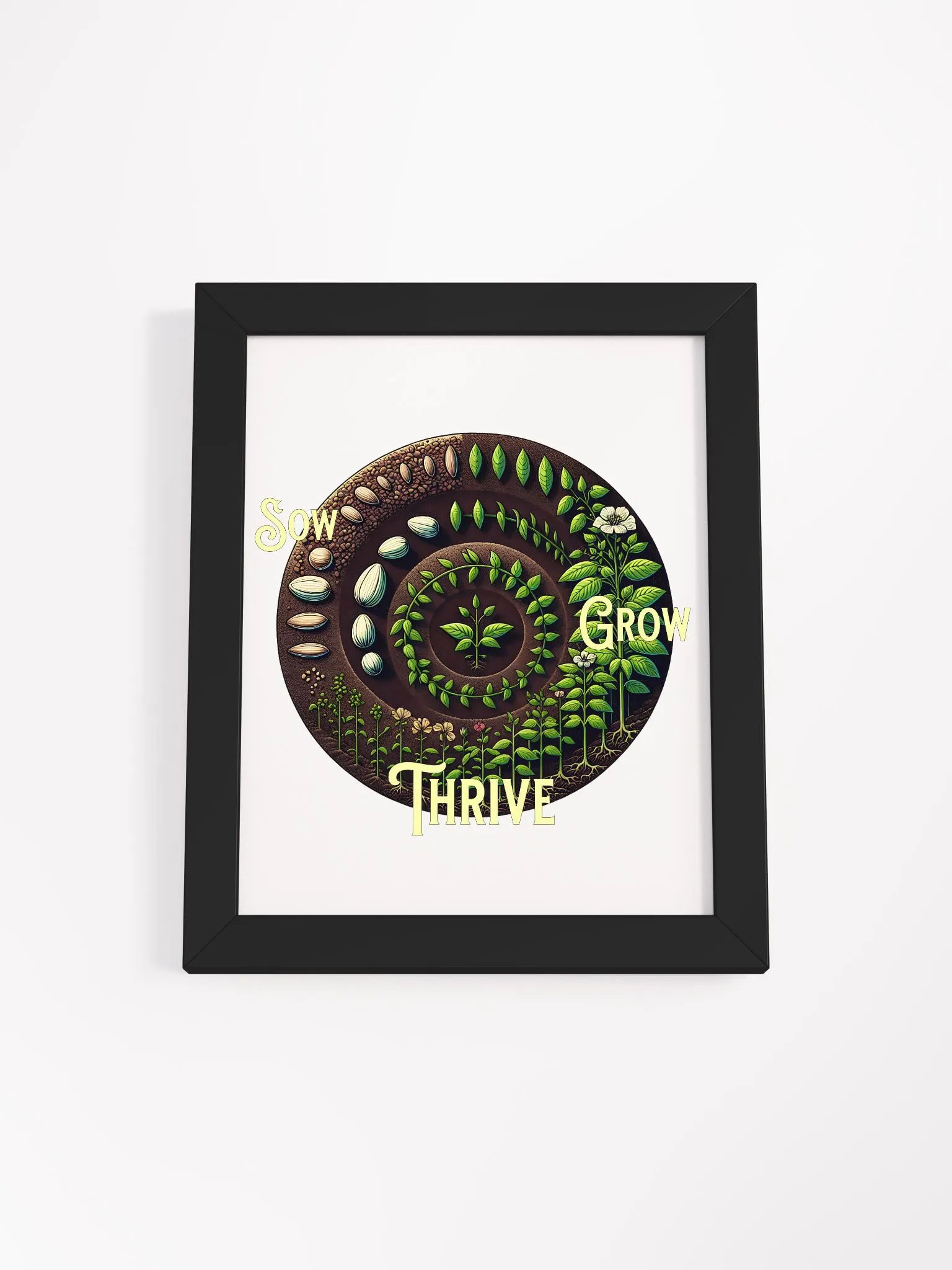 Sow, Grow, Thrive Framed Poster | Grow with Purpose | Flourish from Within | Cultivate Your Dreams | Blossom with Patience | Nurture Your Path product image (1)