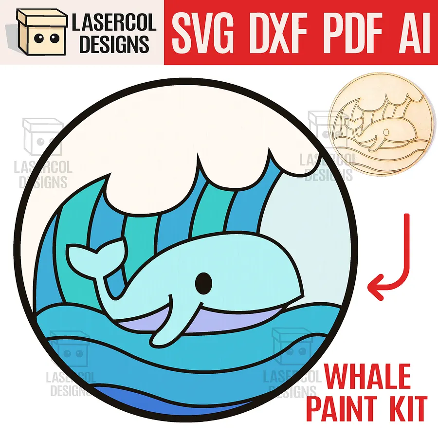 Whale DIY Paint Puzzle - Laser Cut Files product image (1)