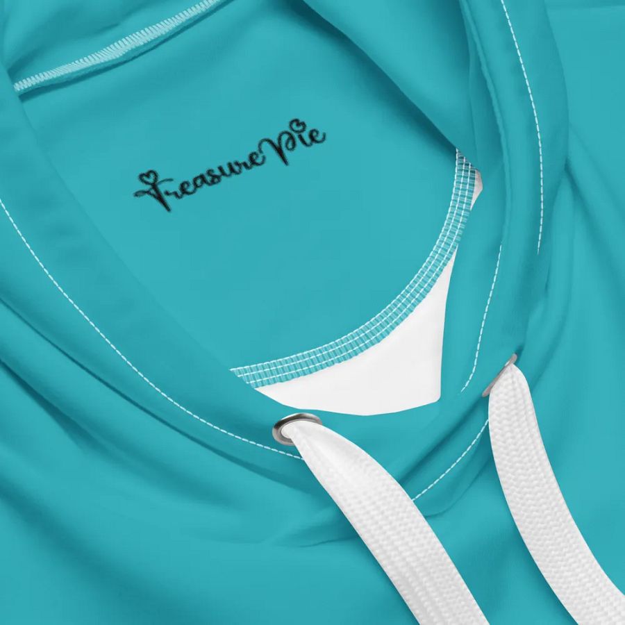 Plain Turquoise Blue Light Summer Unisex Recycled Polyester Heavyweight Premium Hoodie by Treasure Pie product image (5)