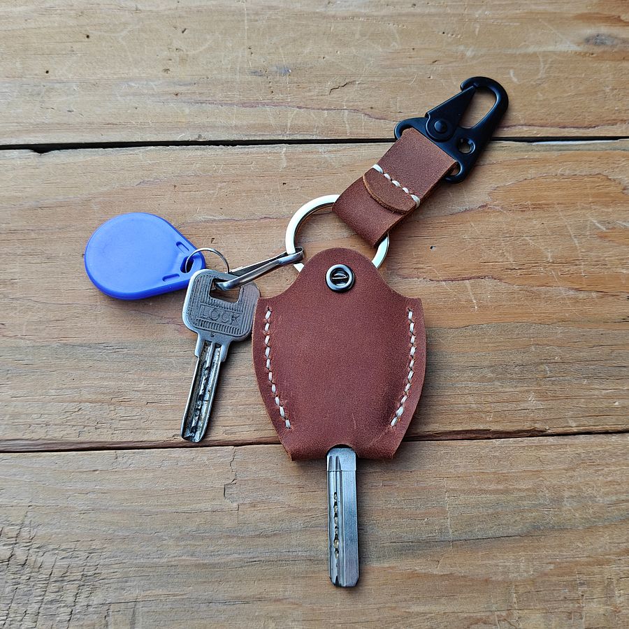 MEEBOY Personalized handmade leather keychain; Custom leather key sleeve; Personalized Gifts for Men Women product image (4)