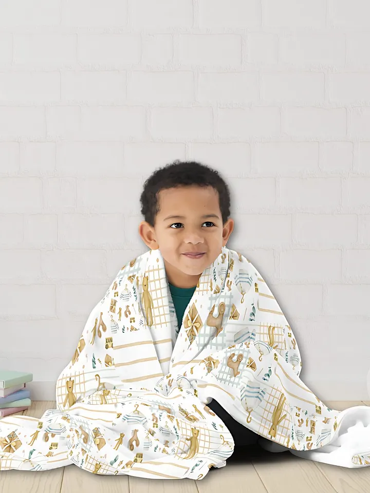 Sweet Eucalyptus Watercolor Baby Patchwork Throw Blanket product image (2)