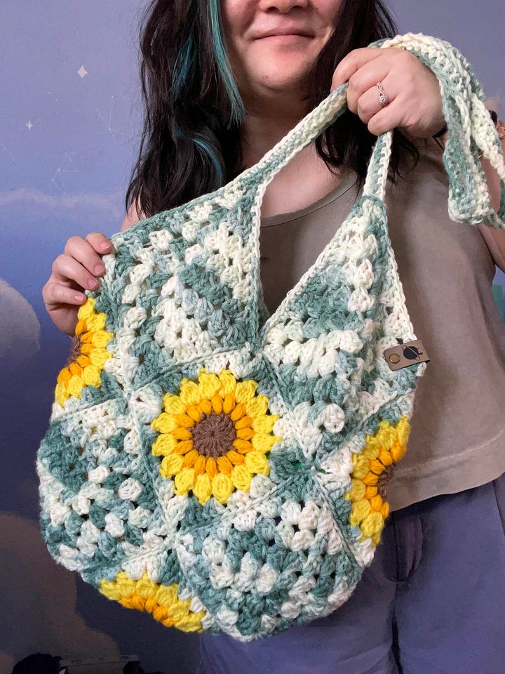 XL Sunflower Granny Square Crochet Bag product image (1)