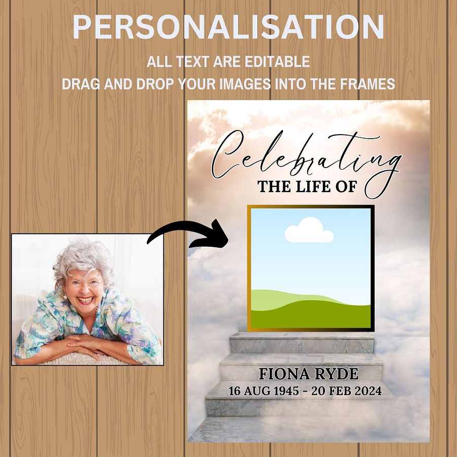 Stairs To Heaven Funeral Photo Collage Sign Set Canva Template product image (6)