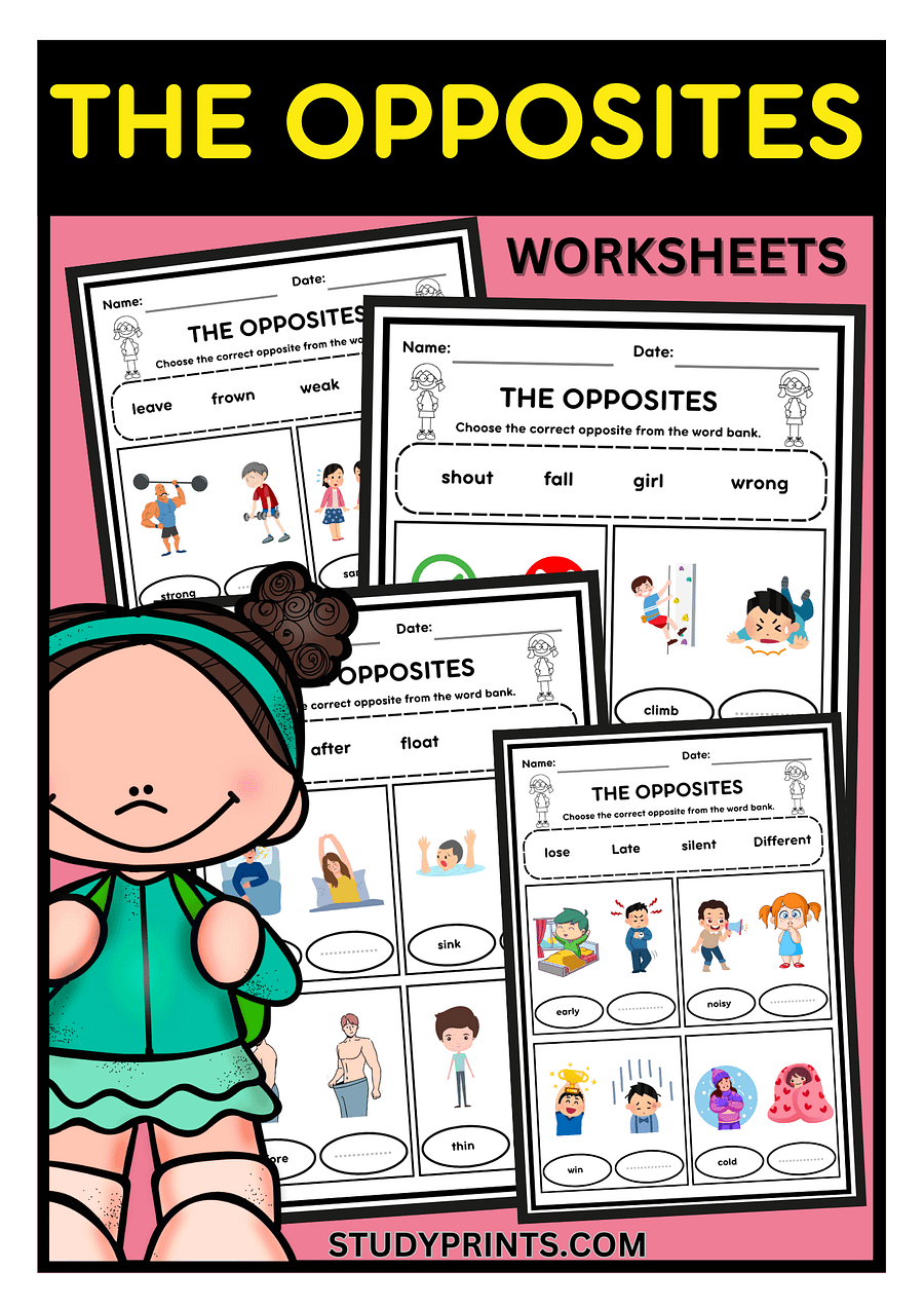 opposite words for kindergarten worksheets product image (1)