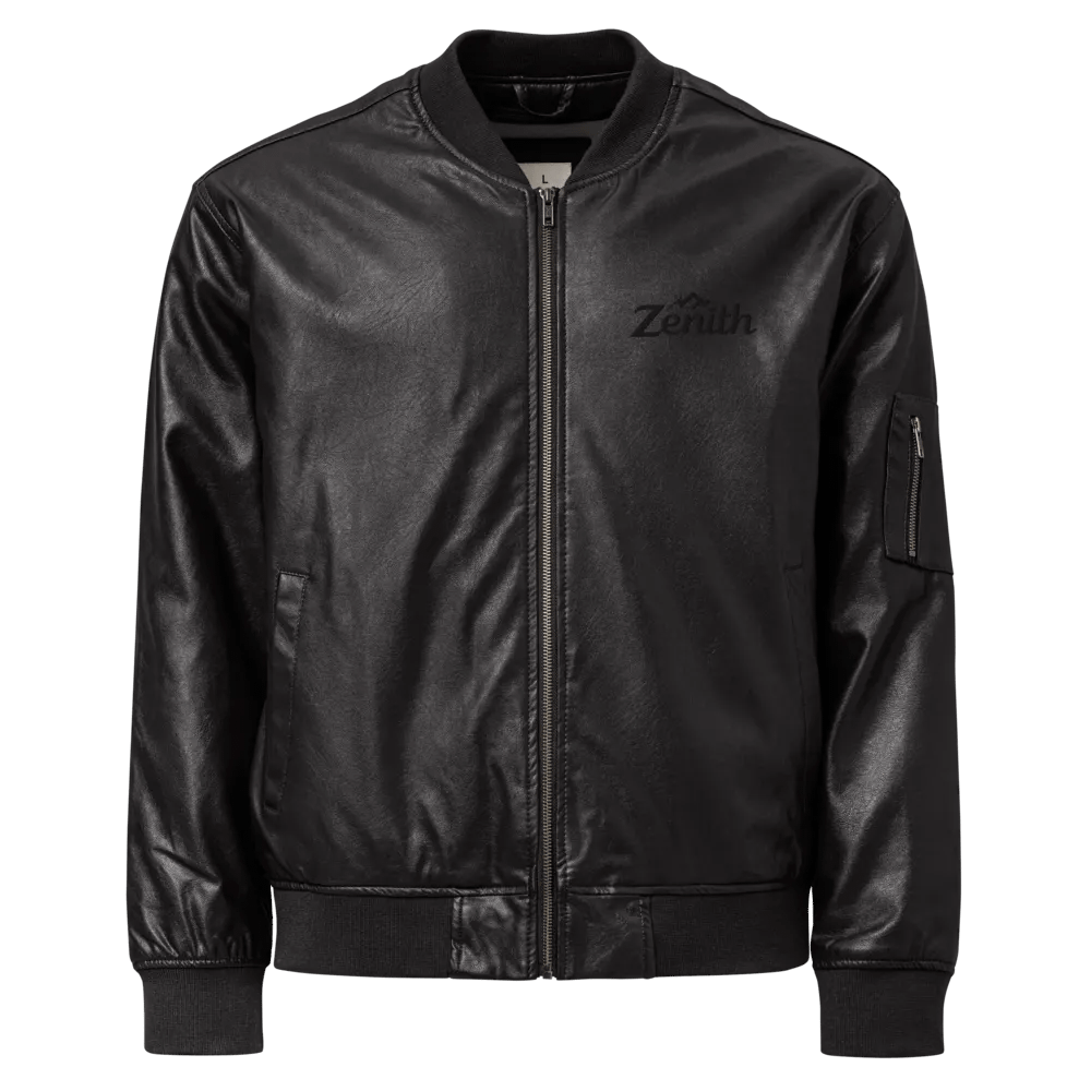 Zenith Unisex Faux Leather Bomber Jacket - Relaxed Fit, Heavyweight PU Leather, Sizes XS-3XL, Available in Black and Brown product image (3)