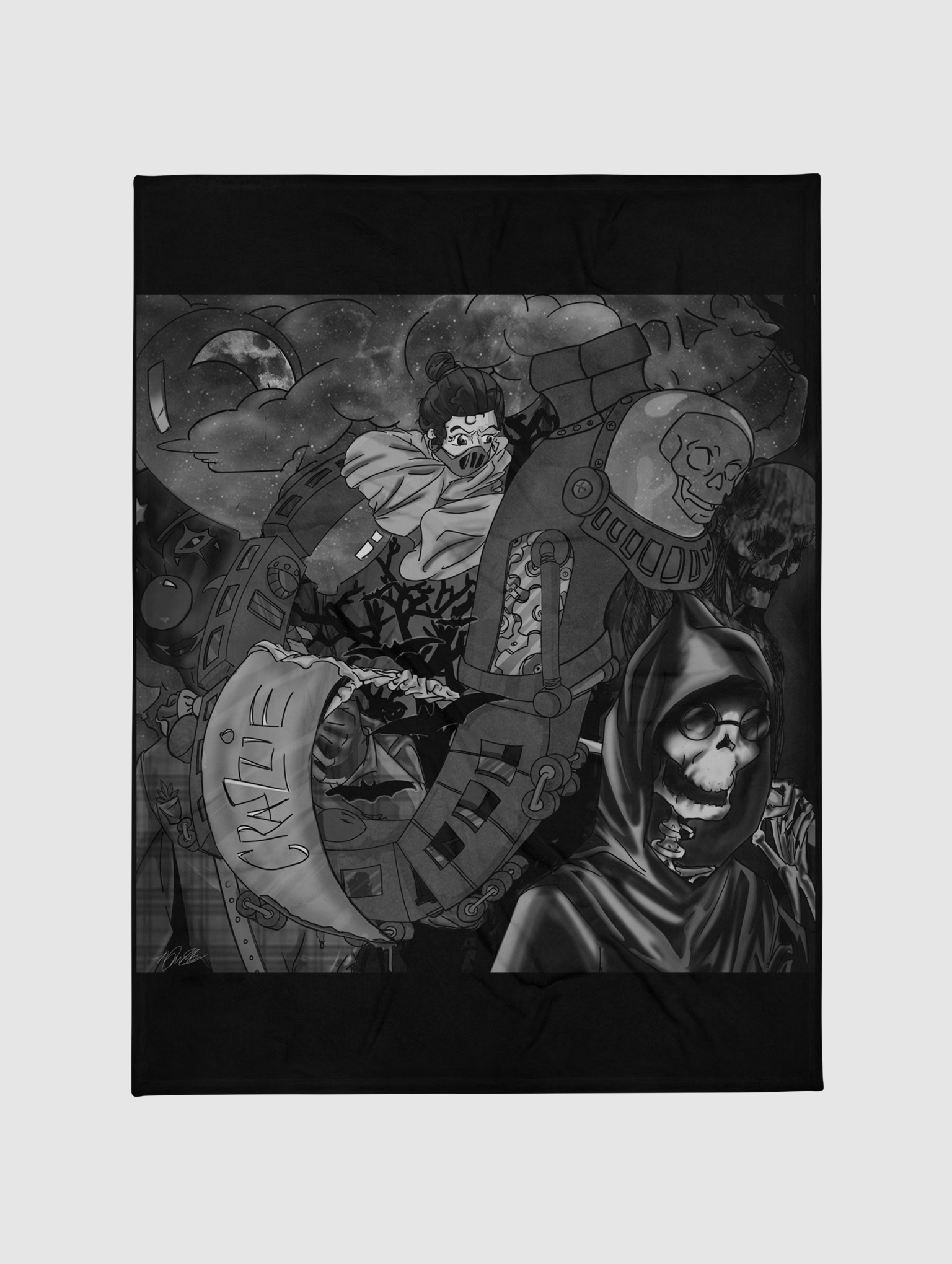 Crazzie Train Throw Blanket (B&W2) product image (1)