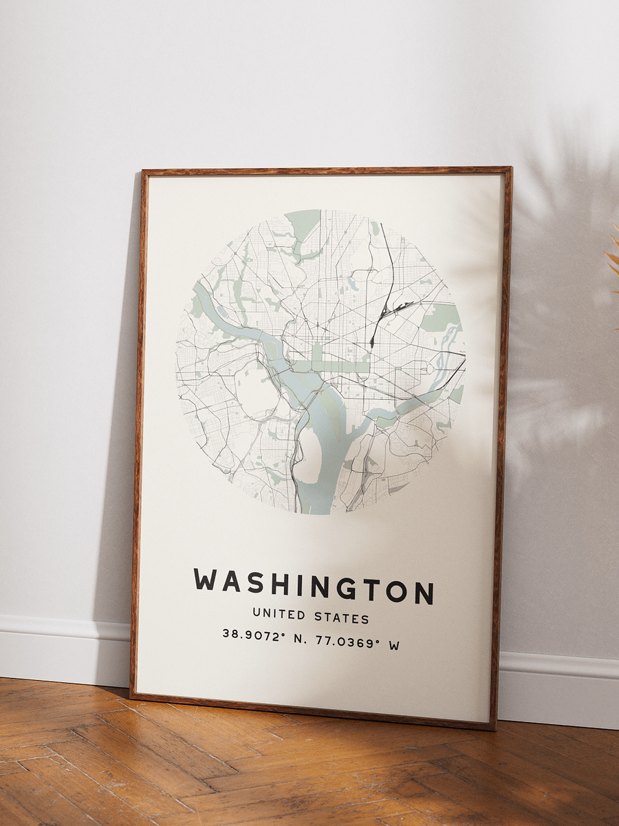Washington Street Map Poster – Beige Minimalist Circular City Art product image (3)