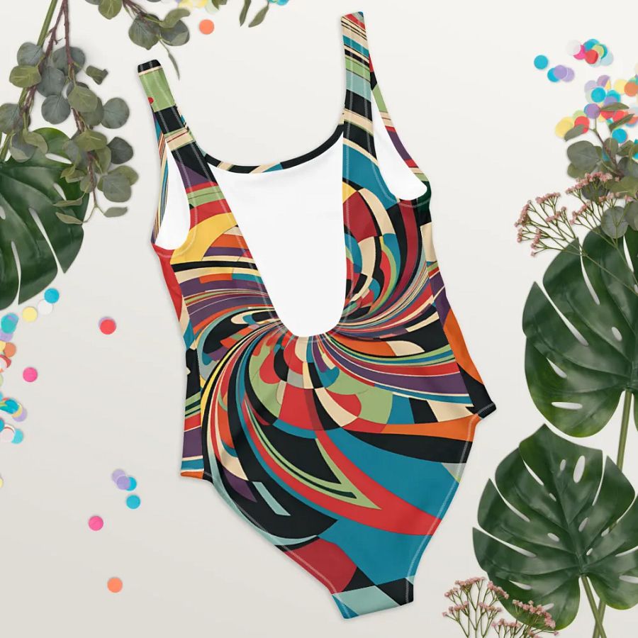 Abstract Lithographic Pattern Design one piece Swimsuit - V12 product image (4)