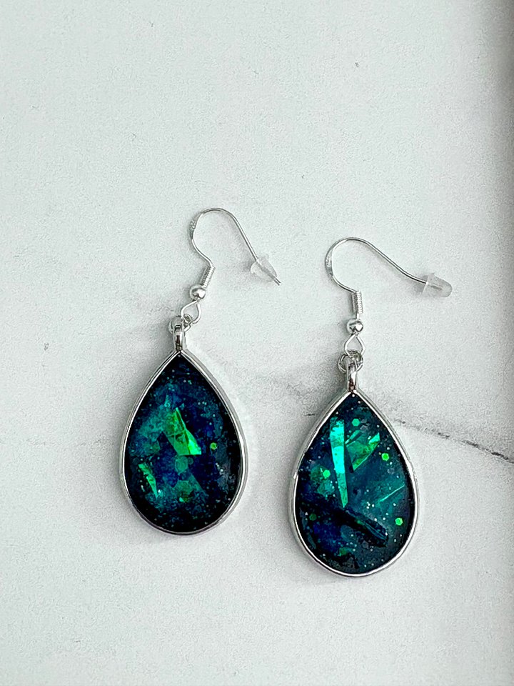 MFD-00285 | Peacock Splash Earrings | Sterling Silver Hooks | Handmade Jewelry by Monique Faella Designs™ product image (1)