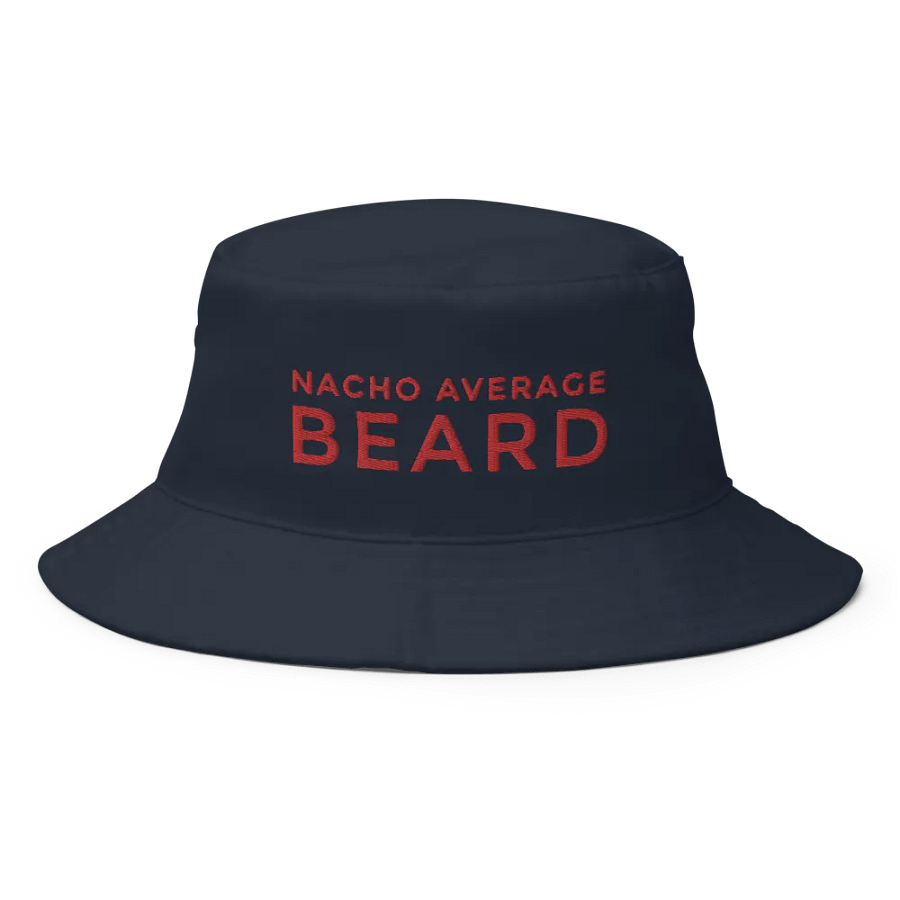 Nacho Average Beard Navy Bucket Hat (Red Embroidery) product image (1)