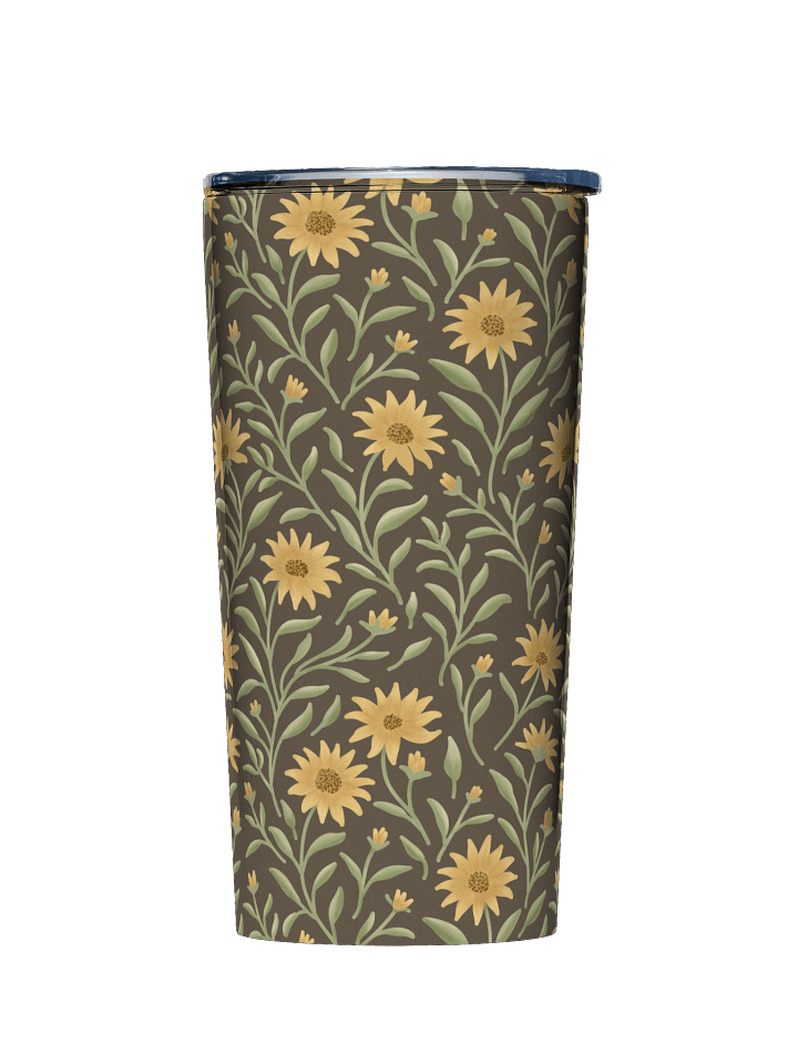 Golden field 20oz stainless steel tumbler. Elegant floral botanical design on dark background product image (1)