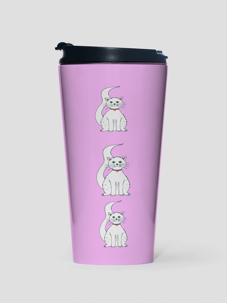 White Cat (art by Dina R.) acrylic painting - Stainless Steel Travel Mug product image (1)