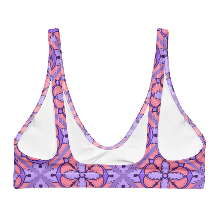 Peach and Lilac Symmetry Pattern Padded Bikini Top product image (2)
