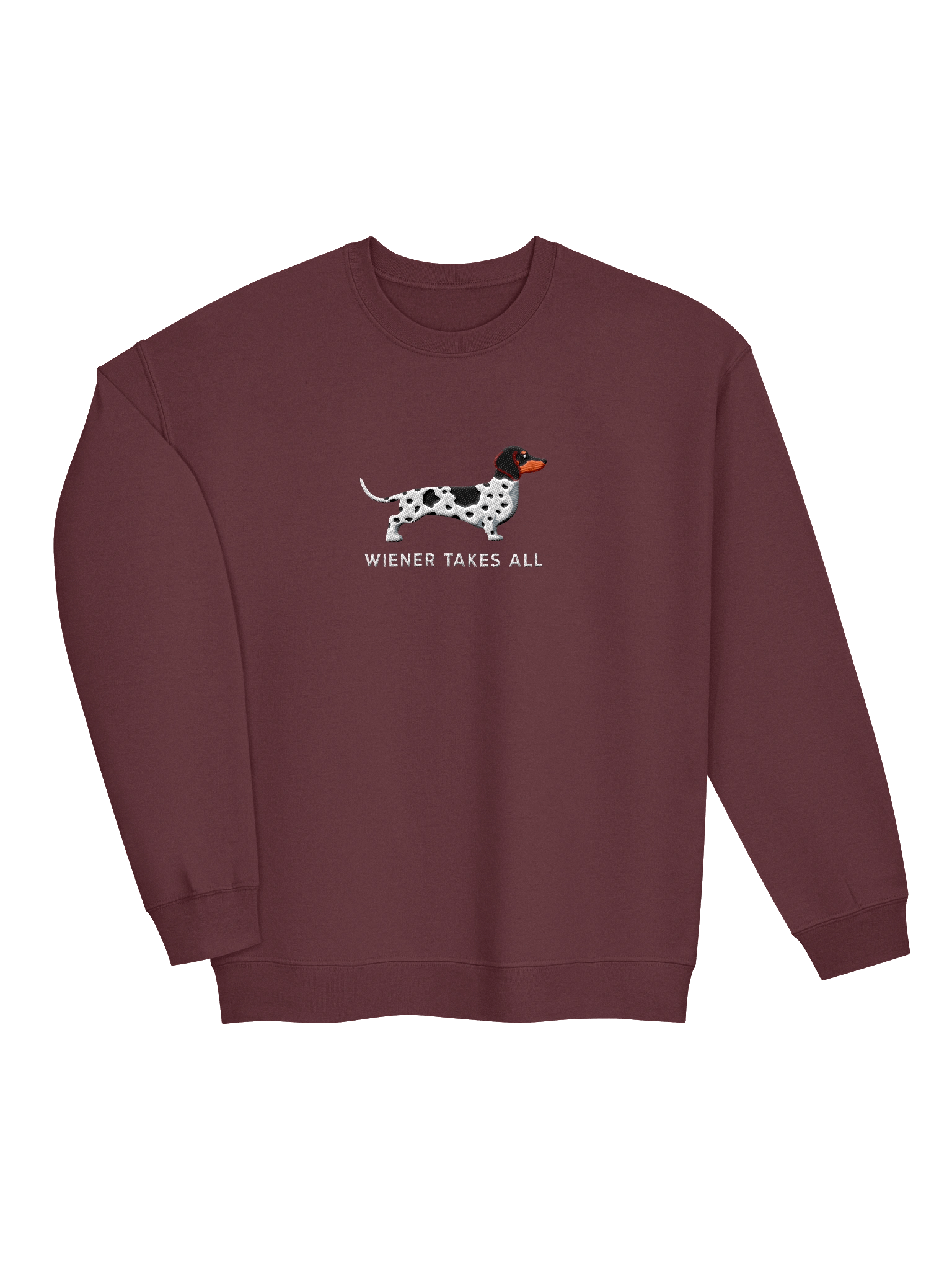 Wiener Takes All Sweatshirt (Embroidered) of a Dachshund(Piebald Black) product image (7)