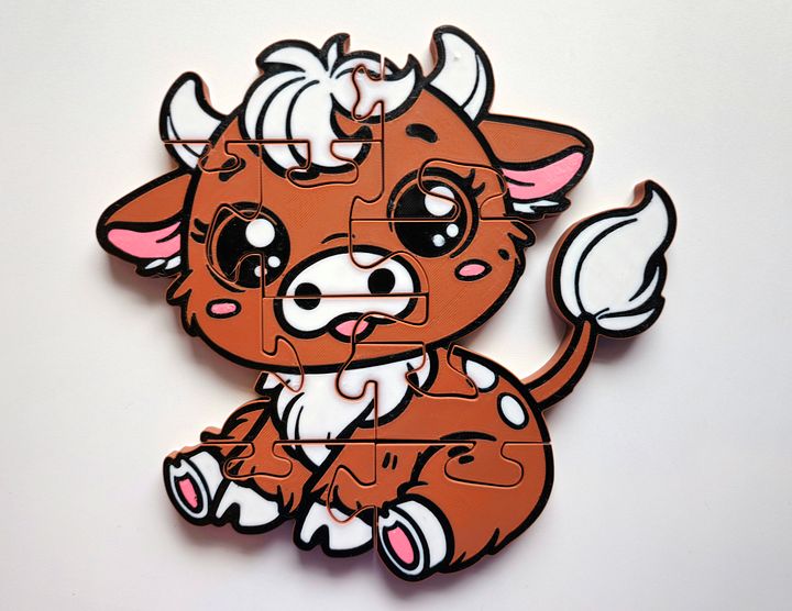 Highland Cow 3D Printed Jigsaw Puzzle – A Majestic Farmyard Challenge! product image (1)
