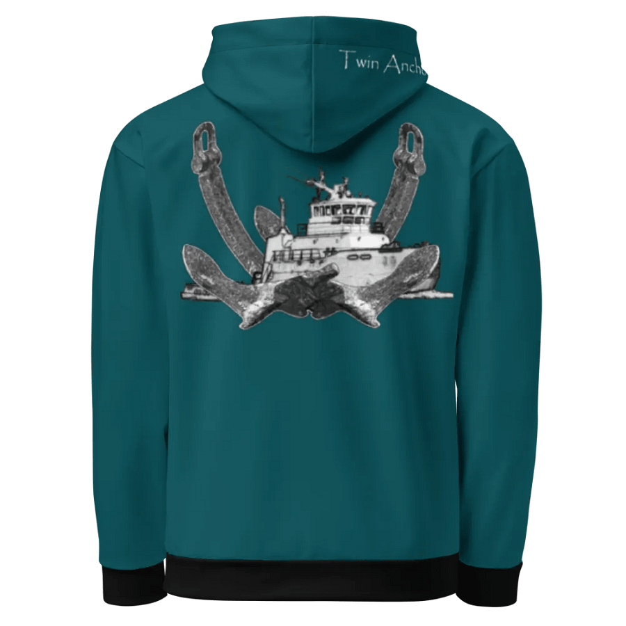 Teal Twin Anchor Titan tug Hoodie product image (1)